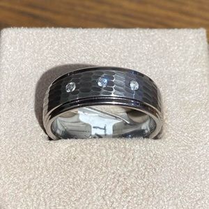 Mens Tungsten and natural diamond ring / wedding band